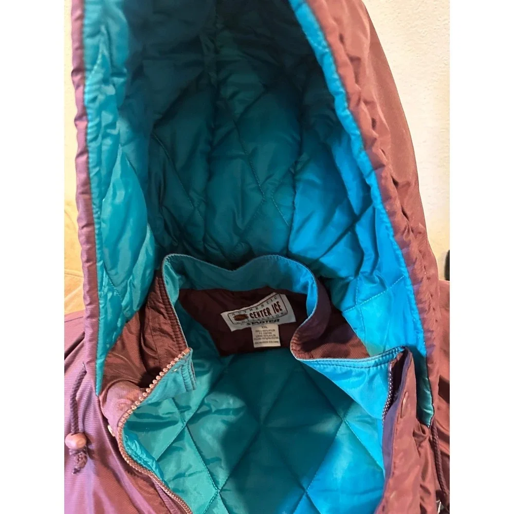 Starter Mighty Ducks Jacket Mens XXL Purple Teal Excellent Vintage NHL Puffer - Picture 3 of 8